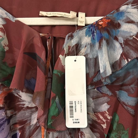 ❤️Host Pick❤️ NWTs Soft Surroundings Fiore Rosa Ruffle Sleeve Tiered Maxi Dress - Picture 5 of 8